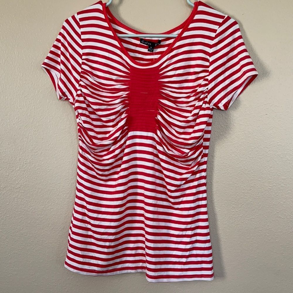 Color FX Orange/White stripped Top size M